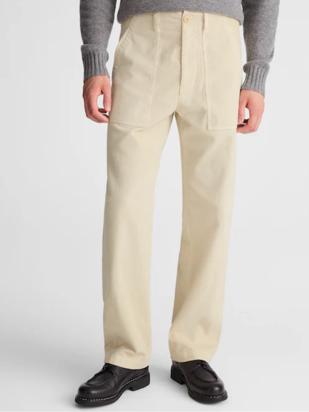 Madewell Men's Fatigue Pants in Corduroy Oyster Gray (Cream) Minimalist Size 32